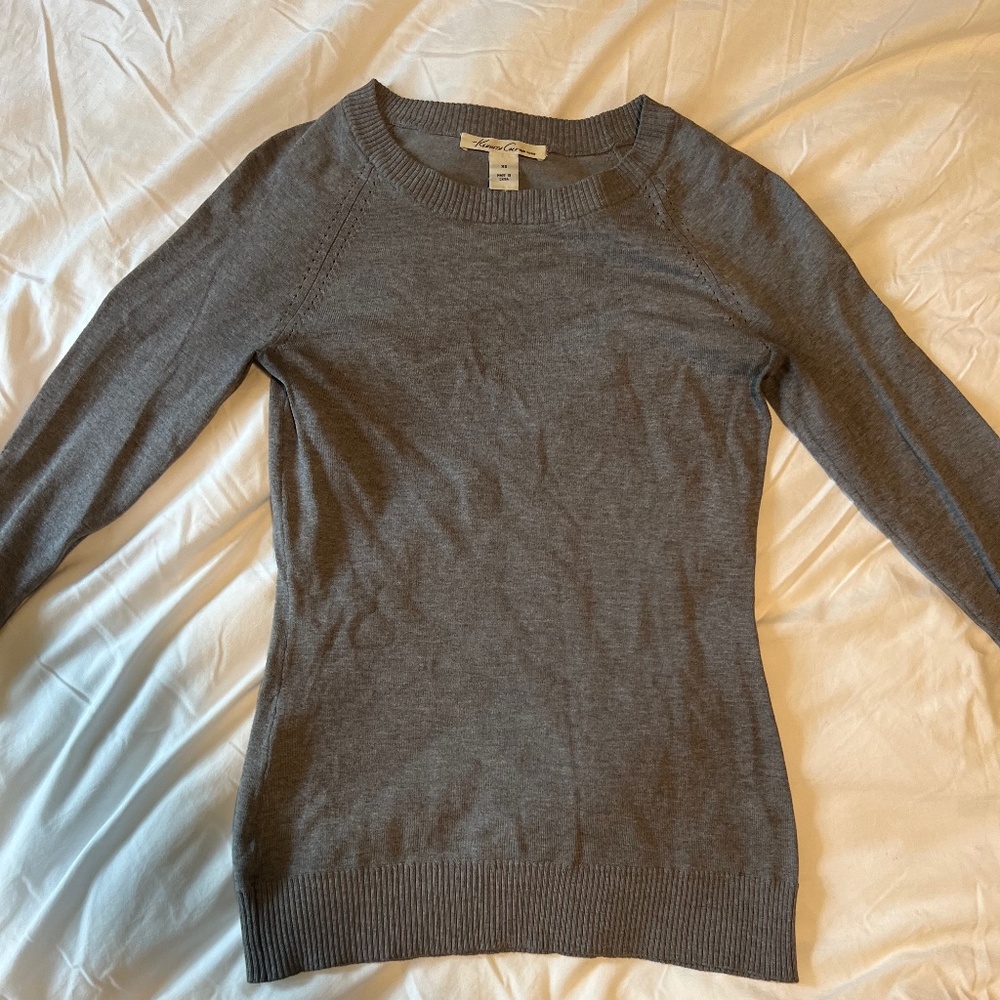 Kenneth Cole 3/4 Sleeve Gray Sweater